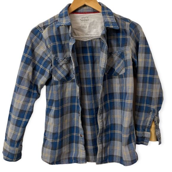 Levi’s youth boys button down shirt flannel plaid - Picture 1 of 6